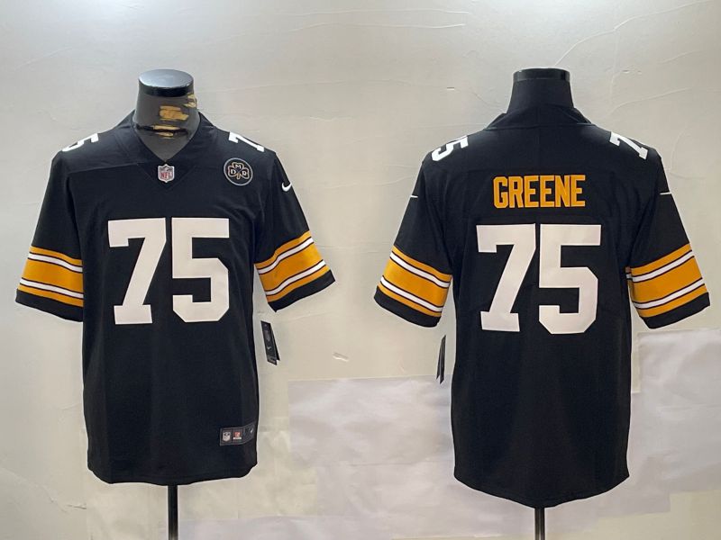 Men Pittsburgh Steelers 75 Greene Black 2024 Nike Vapor Limited NFL Jersey style 4